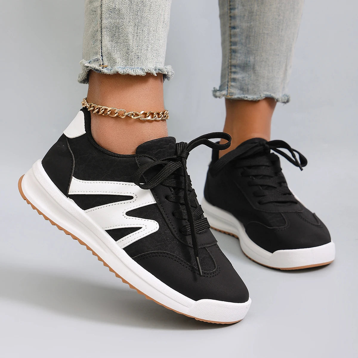 Spring new women's sports shoes, fashionable, breathable, lightweight, non-slip, wear-resistant, casual sports shoes, flat shoes