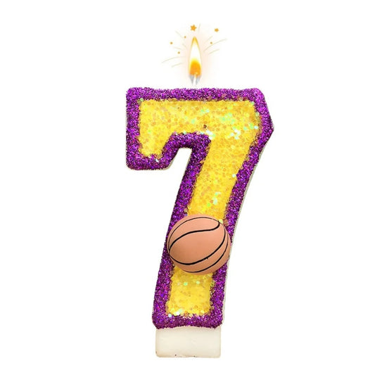 New 0-9 Number Birthday Candles Original Purple Edged Gold Basketball Birthday Cake Digital Party Anniversary Candle Decoration