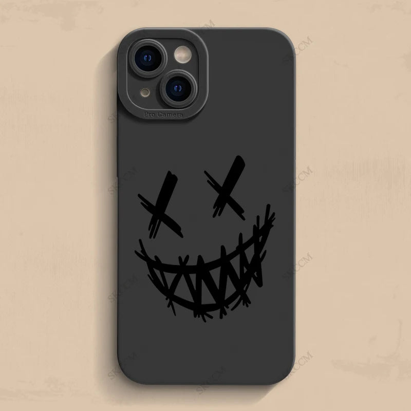 Smiling Devil Phone Case For iPhone 11 12 13 14 15 Pro Max Mini 7 8 Plus X XS Max XR Matte Shockproof Fashion Cases Back Cover