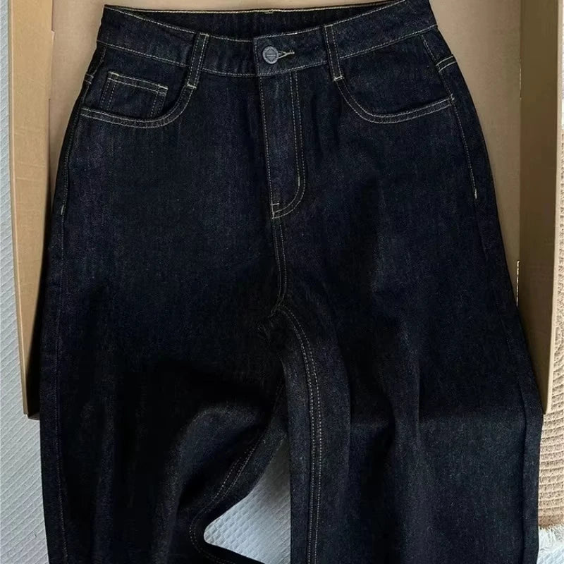 Streetwear Women Jeans New Bottoms Pantalon Femme High Waist Vintage Straight Y2k Wide Leg Pants Casual Chic Denim Trousers