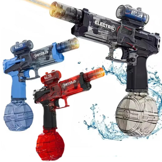 Battle Electric Water Guns,with Gun Muzzle Flame High Capacity Squirt Guns Summer Outdoor Beach Toy for Adult(blue、gray and Red)