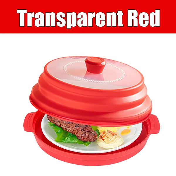 Uwhise 2-in-1 Microwave Splatter Cover for Food with Anti-Scald Base Plate Silicone Vented Collapsible Guard Lid Kitchen Gadgets