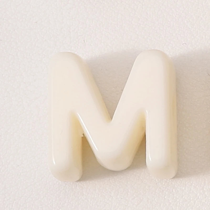 20pcs Beige Acrylic Large Hole Letter Loose Beads DIY Necklace