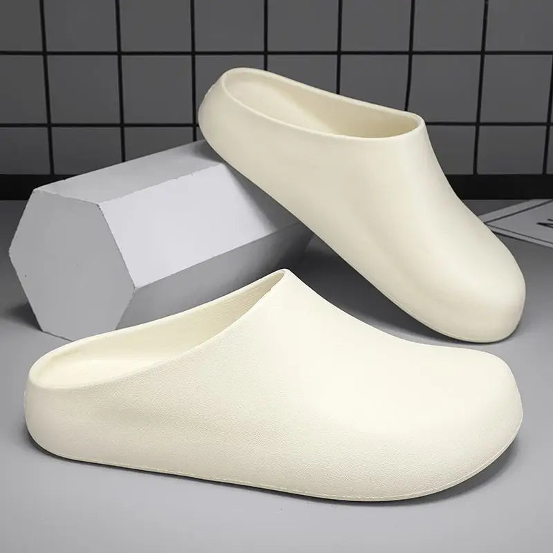Home Outdoor Clogs for Men, All-Season Non-Slip Waterproof Half-Slippers, Chef Shoes for Work and Outdoor Wear