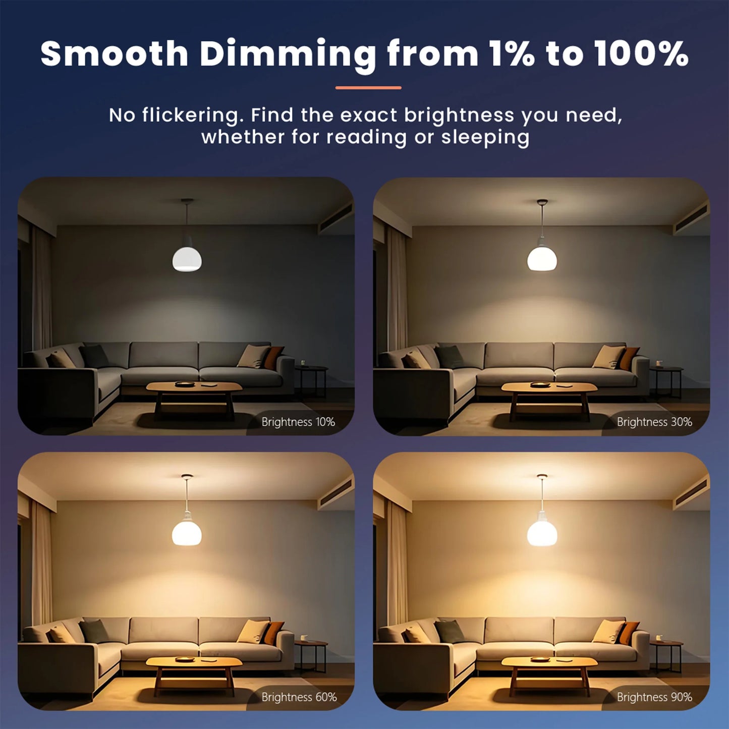 4pcs, RGBCW Smart Bulbs, Color Changing Dimmable LED Lights, Music Sync & App Control for Home Bedroom