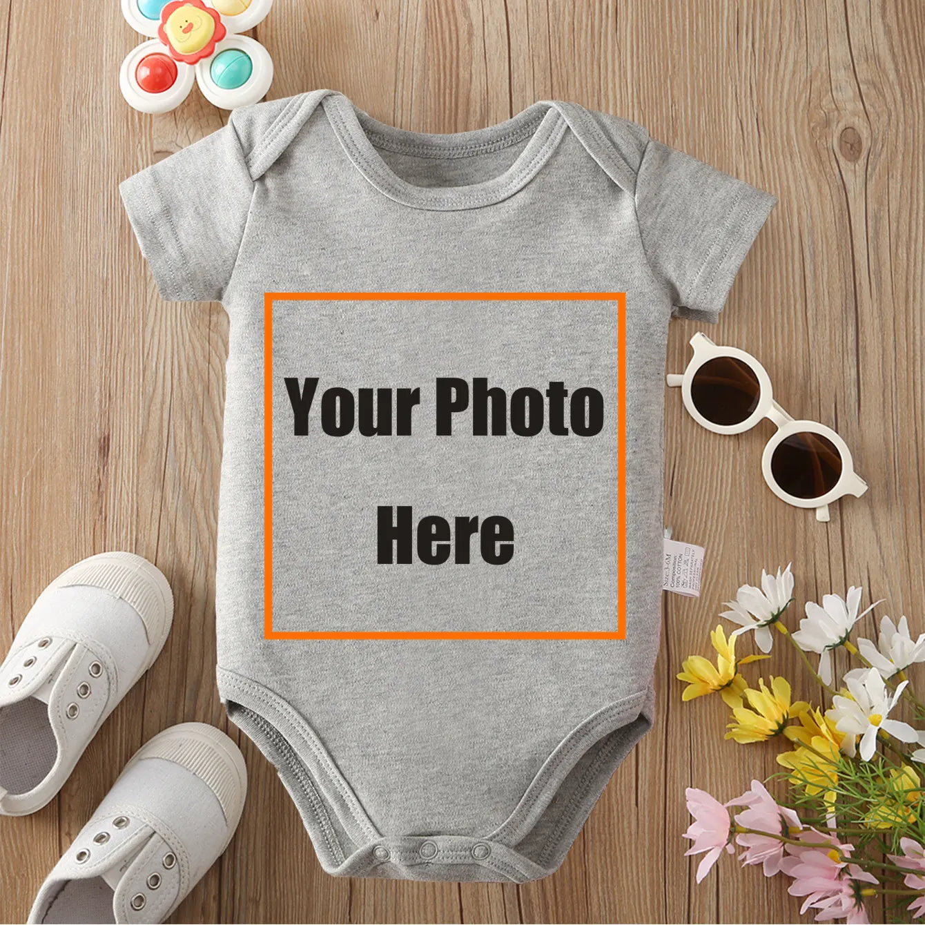 Custom Pictures Cute Cotton Onesie 0-12 Months Triangle Romper Design DIY Personalized Photos Newborn Clothes Jumpsuit