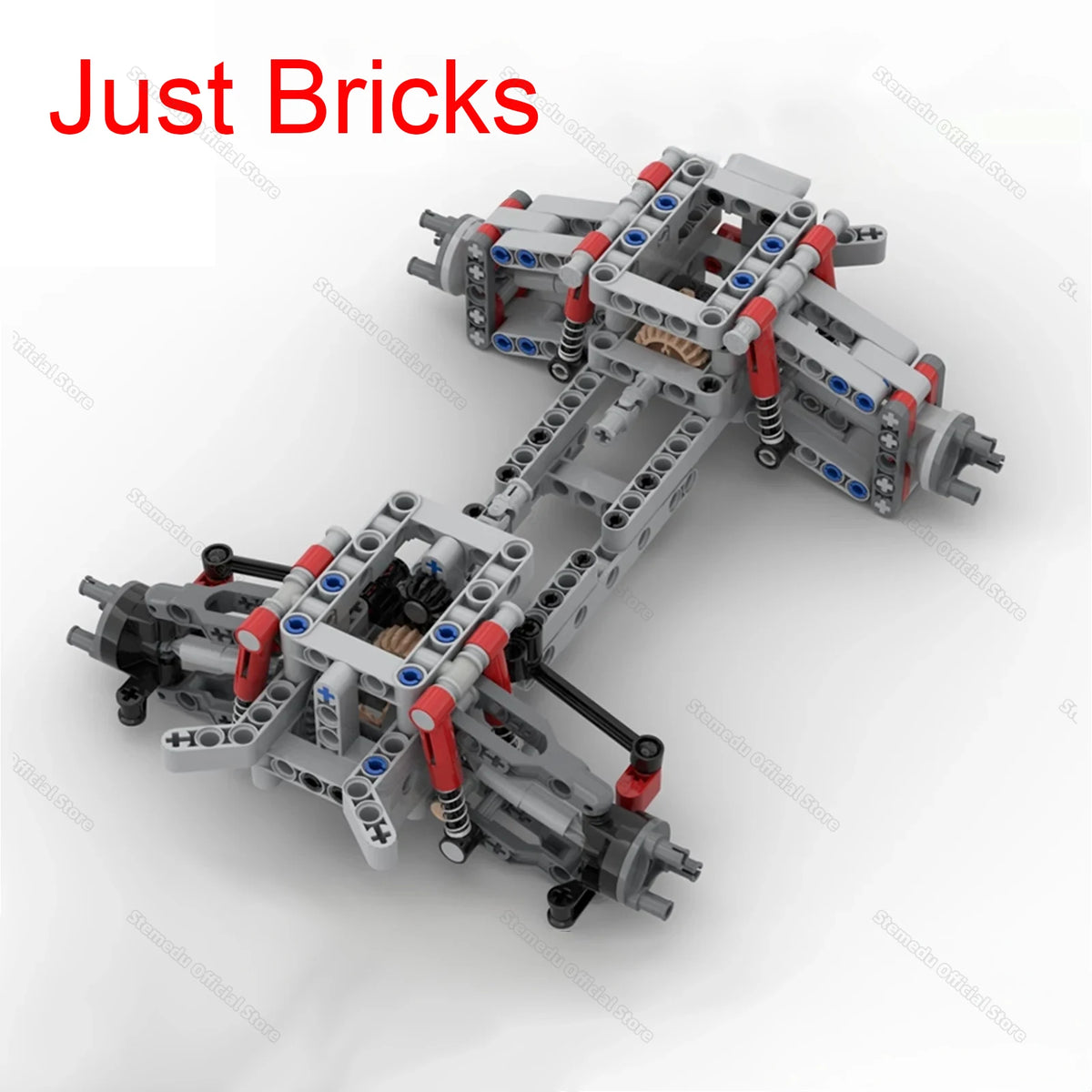 MOC 4WD Four-wheel Drive Independent Suspension Differential Chassis Steering Axle Building Blocks Tech Car Parts Toys Kids Gift