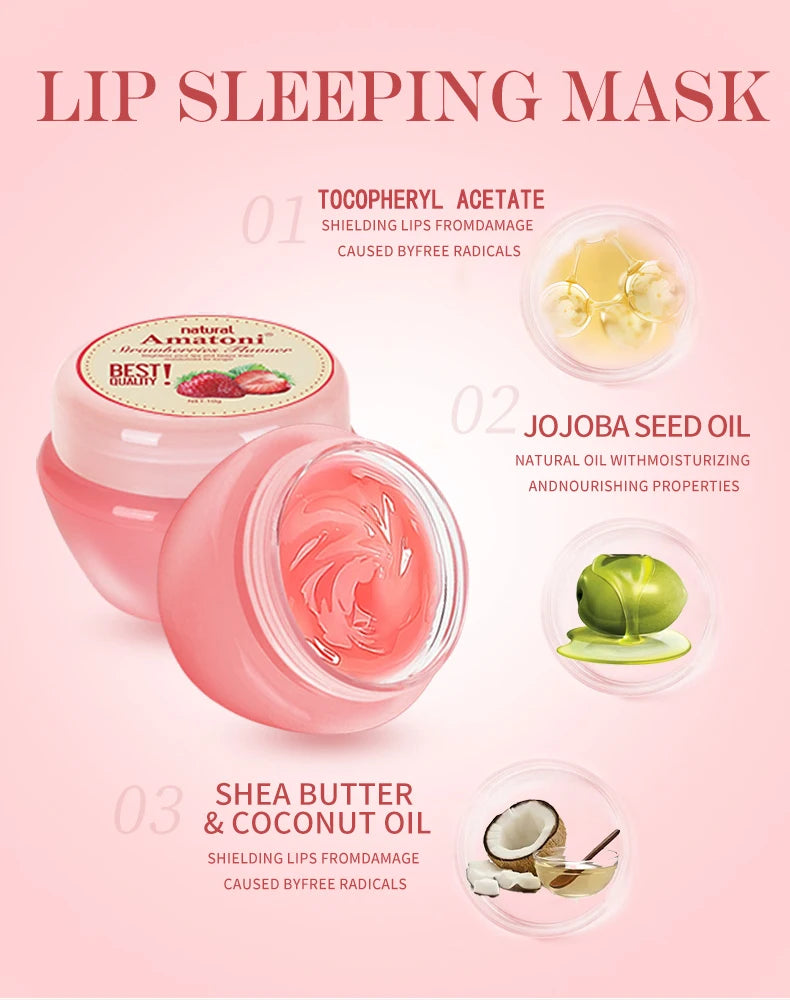 Sleeping Lip Mask Gift Box 10g×6PCS Lip Balm Set Moisturizes Lips, Smoothes, and Is a Universal in the Morning and Evening