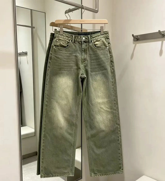Y2K European and American men's fashion distressed casual pants hip-hop goth jeans straight pants men's clothing