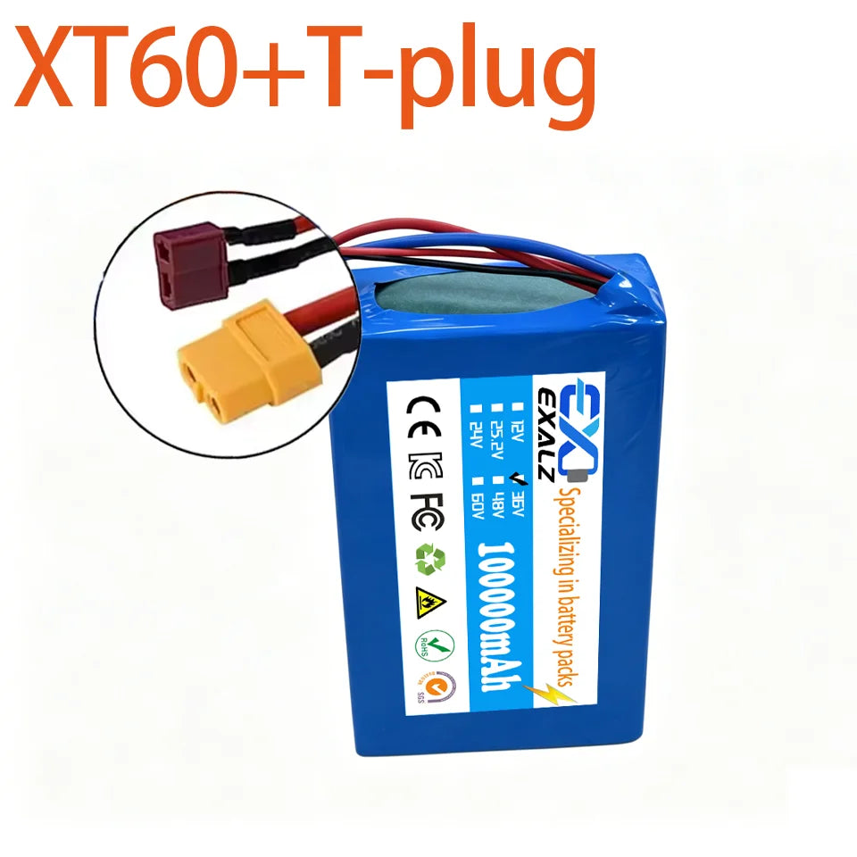 36V Hoverboard Scooter Battery 10S2P 100Ah 18650 Rechargeable Lithium Pack for Skateboard Ultra Thin BMS XT60 Plug