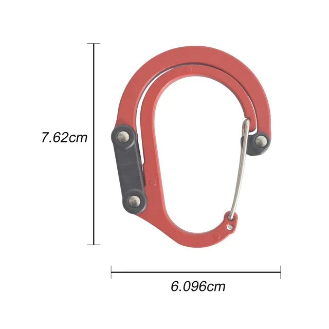 Multifunctional Aluminum Alloy Hybrid Gear D-Type Utility Hooks 360 Degree Rotatable Quick-Hanging Carabiner for Outdoor Camping