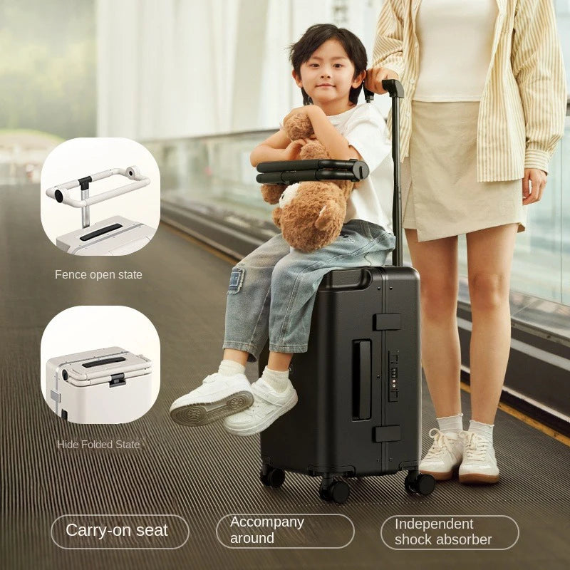 KO-KU 20 inch Carrier suitcase for children can sit and ride Aluminium Frame Travel suitcase with brake wheels 어린이캐리어