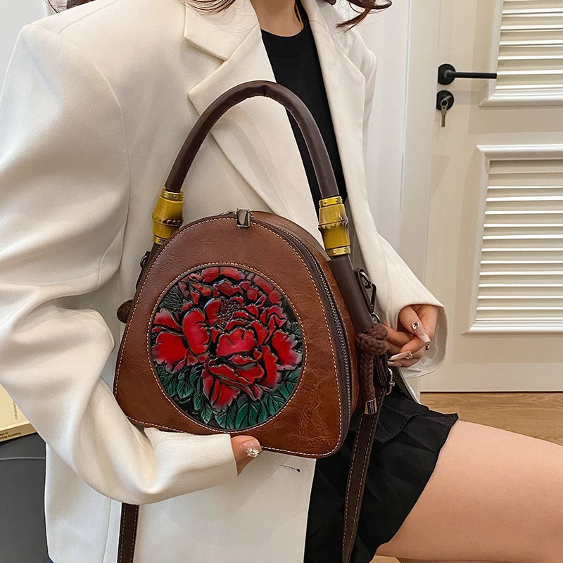 Retro Handbag Women's 3D Printed Shoulder Bag Luxurious Designer Diagonal Cross Bag Office Mom Classic Handbag Brand Torebki