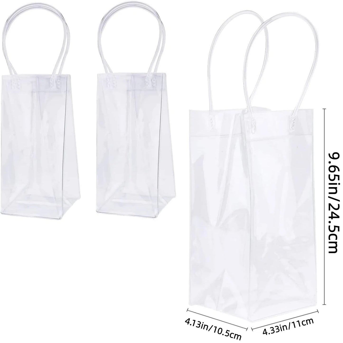 4PCS Transportable Foldable Champagne Ice Bag Beer Cooler Clear White PVC Wine Chiller Ice Bag for Cold Drink at Outdoor Event