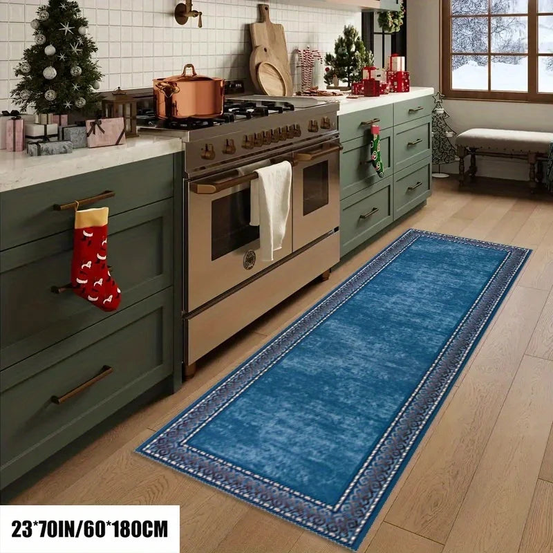 Blue Long Runner Rugs Bohe Carpet for Living Room Hallway Home Decor Kitchen Floor Mat Laundry Rugs Finely Edged Balcony Mat