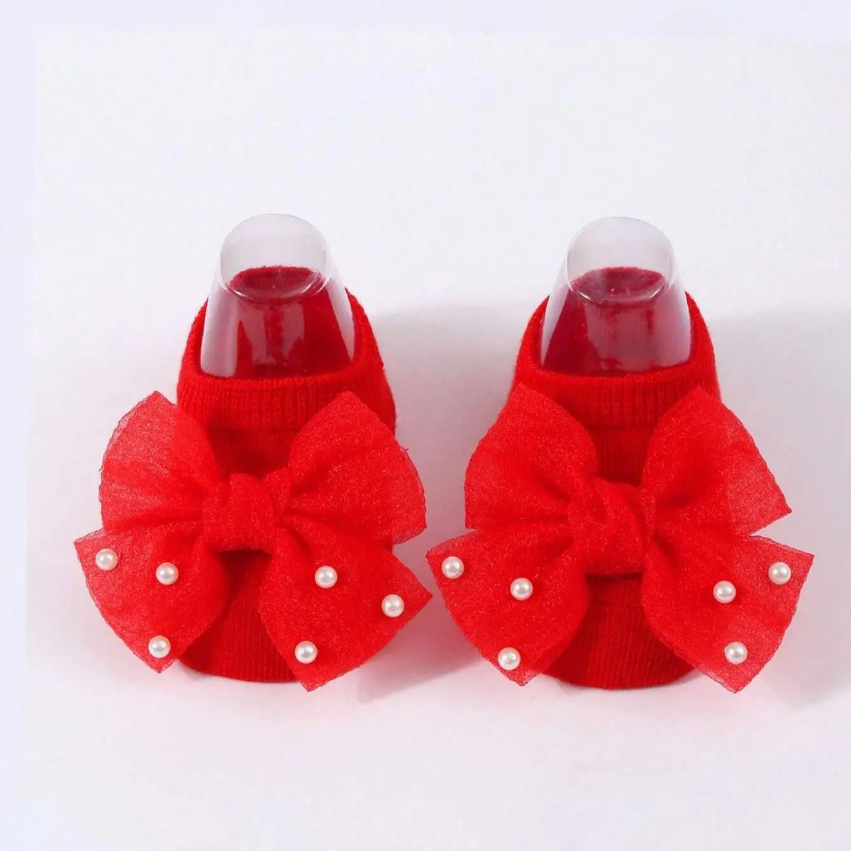 Soft Baby ulle Bow with Pearl Embellishments Socks Ideal for Birthday & Photoshoot baby socks