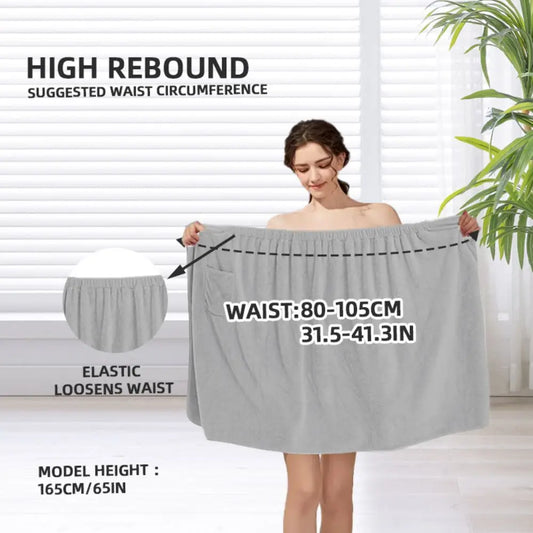 1pc Bath Wrap Towel, Absorbent Microfiber Spa Shower Robe With Elastic Top, Solid Color