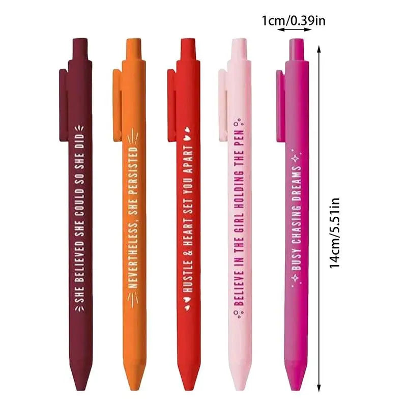 5pcs Motivational Pens Novelty Pens Motivational Messages Pen Inspirational Pen Set Black Ink Pens