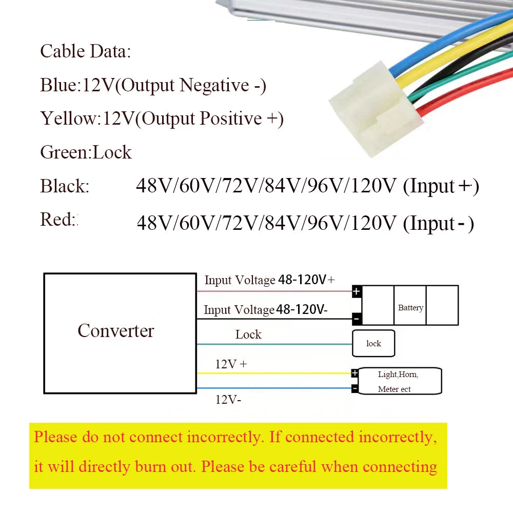 eBike DC 48V 60V 72V 84V 96V 120V To 12V 30A 400W Converters Electric Buck Converter Module Power Supply Voltage