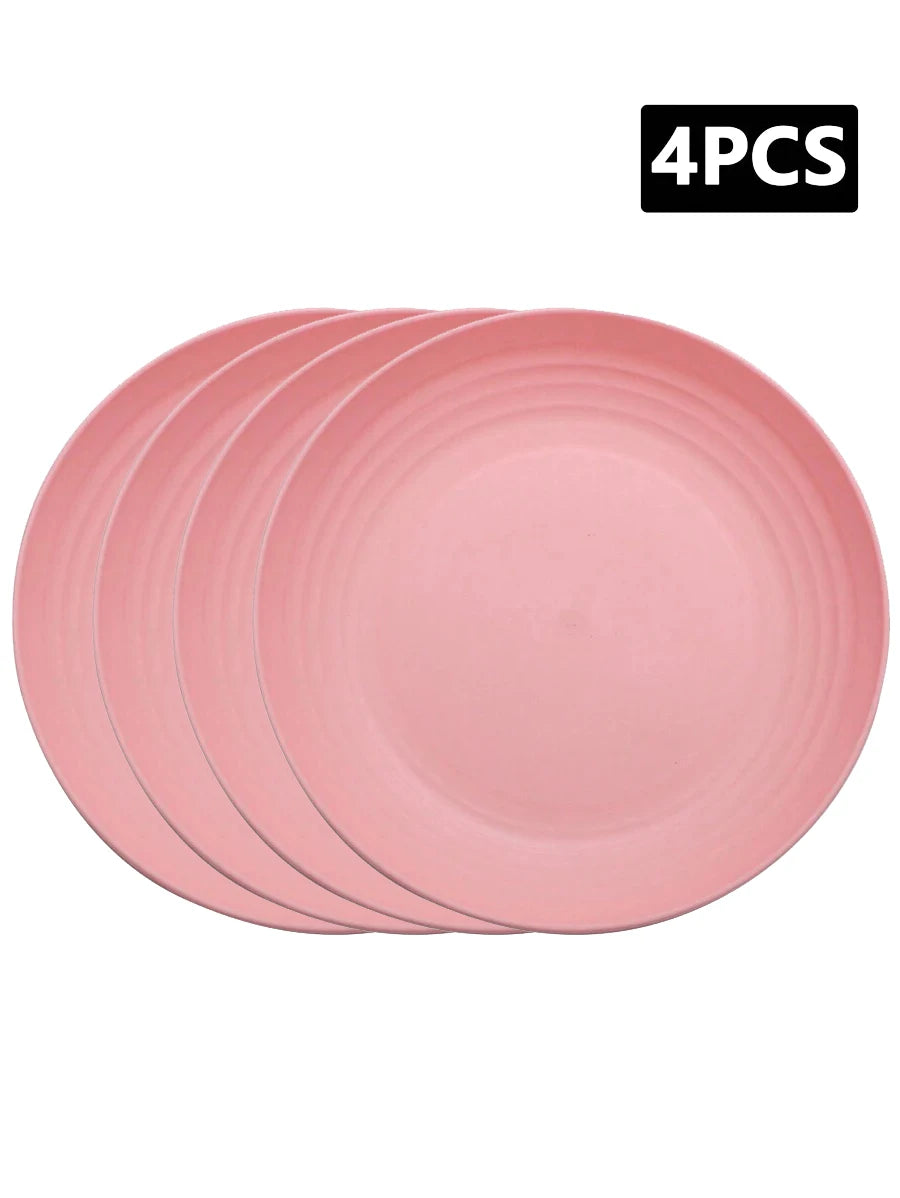 4/8pcs Plastic Original Plate, Reusable, Camping Picnic Dessert Plate, Fruit Plate, Dinner Plate, Dishwasher and Microwave Safe