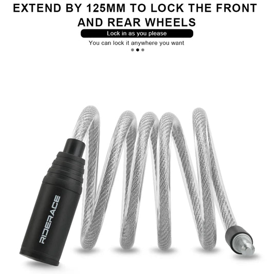 RIDERACE Bike Portable Anti-theft Ring Lock Scooter Electric E-Bike Road High Security Bike Lock Sliver Bicycle Cable Locks