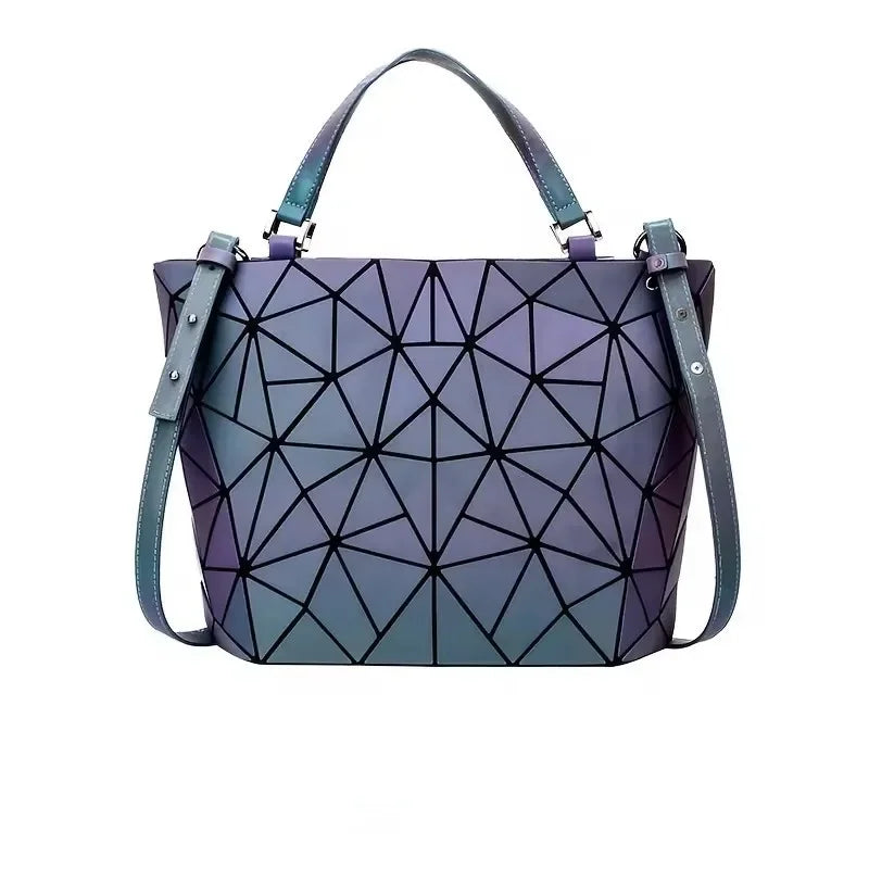 1pcs 2pcs 3pcs Women's Fashion Messenger Bags Laser Luminous Rhombus Folding Shoulder Bag Cool Tote + Rectangle Zipper Wallet