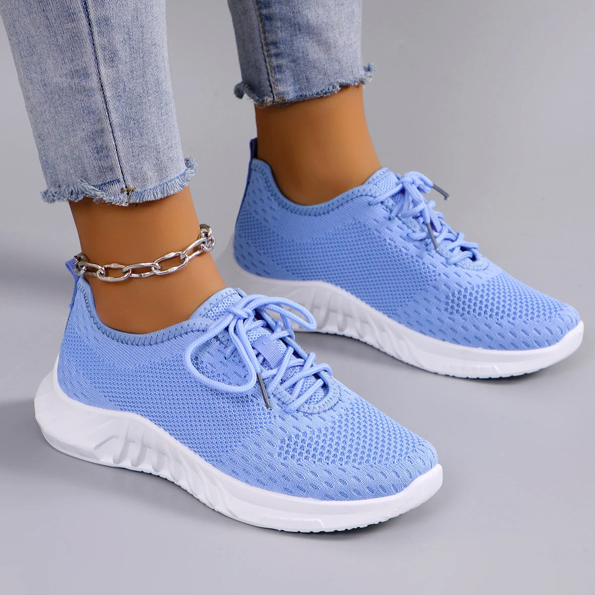 Spring new women's sports shoes, fashionable, breathable, lightweight, non-slip, wear-resistant, casual sports shoes, flat shoes