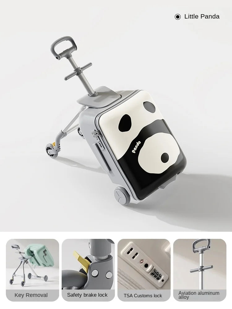 Children's Unisex Stroller Luggage Trolley Foldable Luggage Baby Ride on Suitcase 20 inch Carry-On Detachable Travel Suitcases