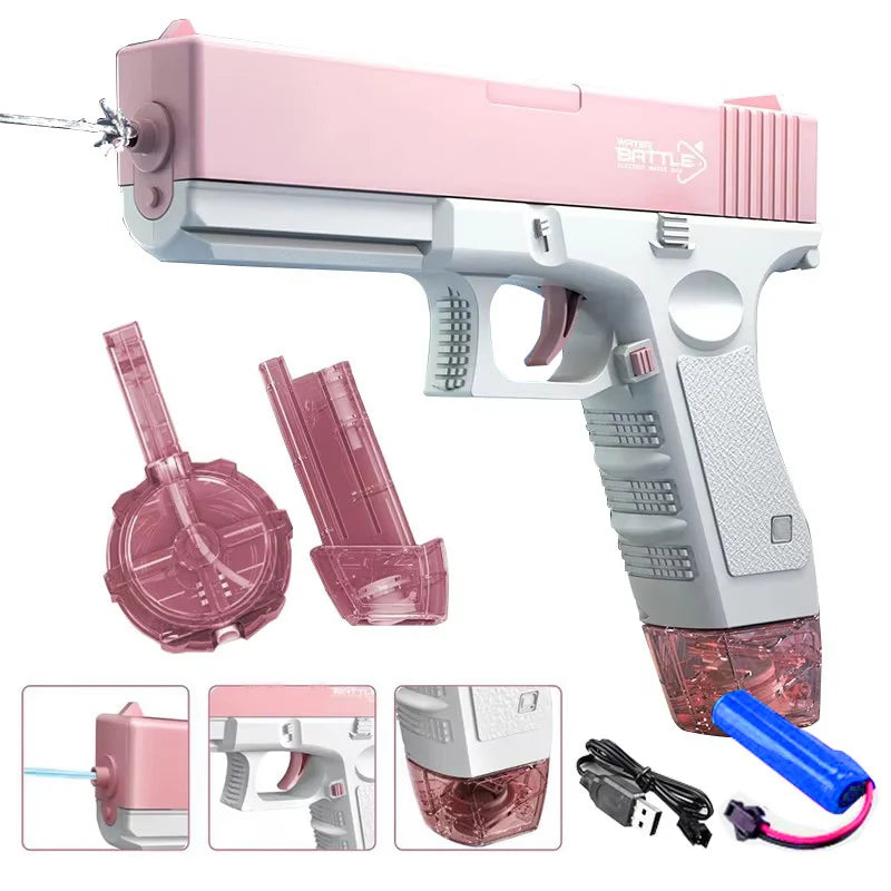 Electric Water Gun Toy Rechargeable Long Range Water Blaster for Beach Pool Backyard Battles Adults Kids Summer Toy Birthday