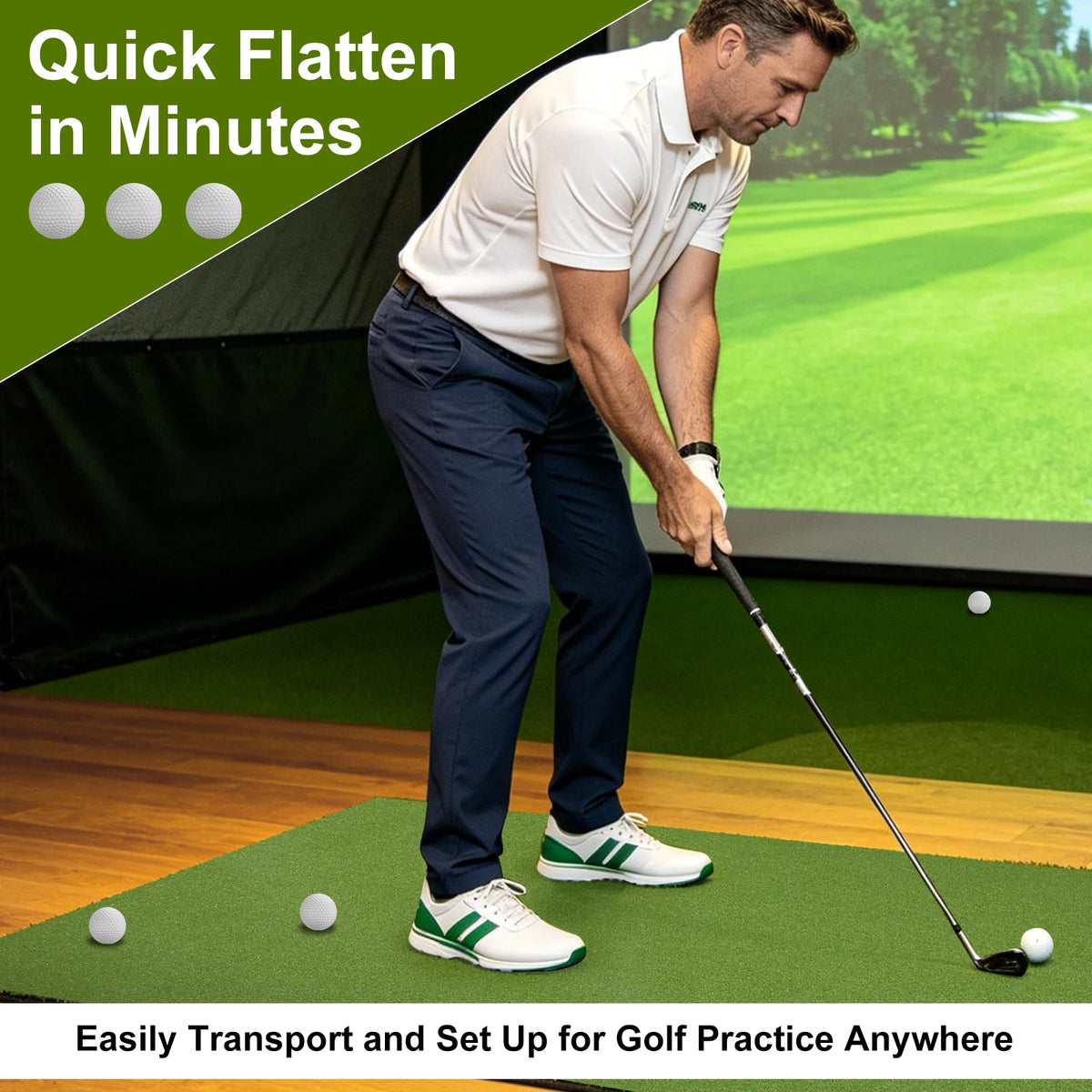 6x10 ft Golf Simulator Turf Putting Green Practice Mat, 15mm Pile Non-Slip Backing for Home Simulator Basement Garage, Artificial Turf for Driving Range(Only Grass Turf)