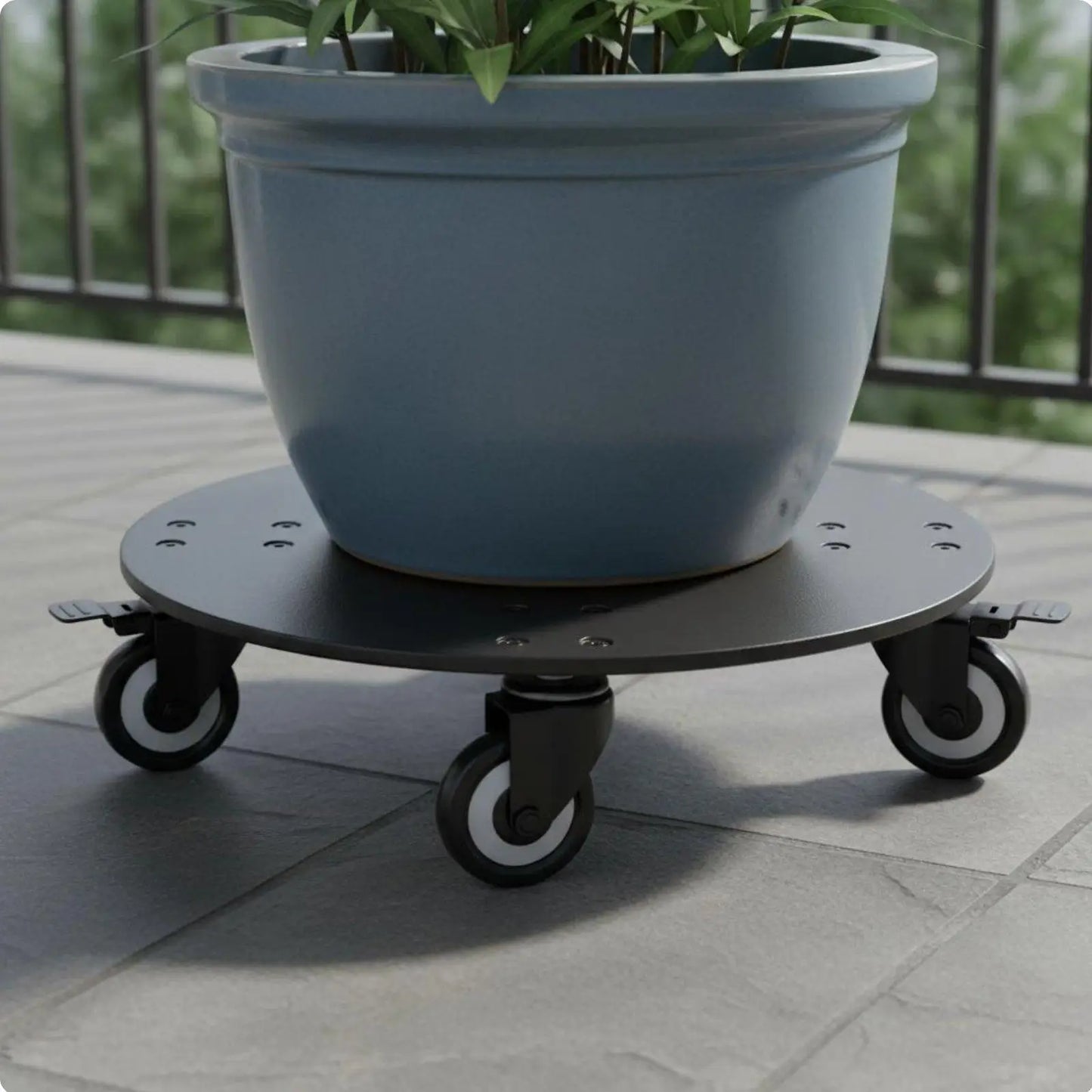 Versatile Heavy Duty Plant Holder Metal Rolling Planter Stand with Lockable Wheels for Home Garden