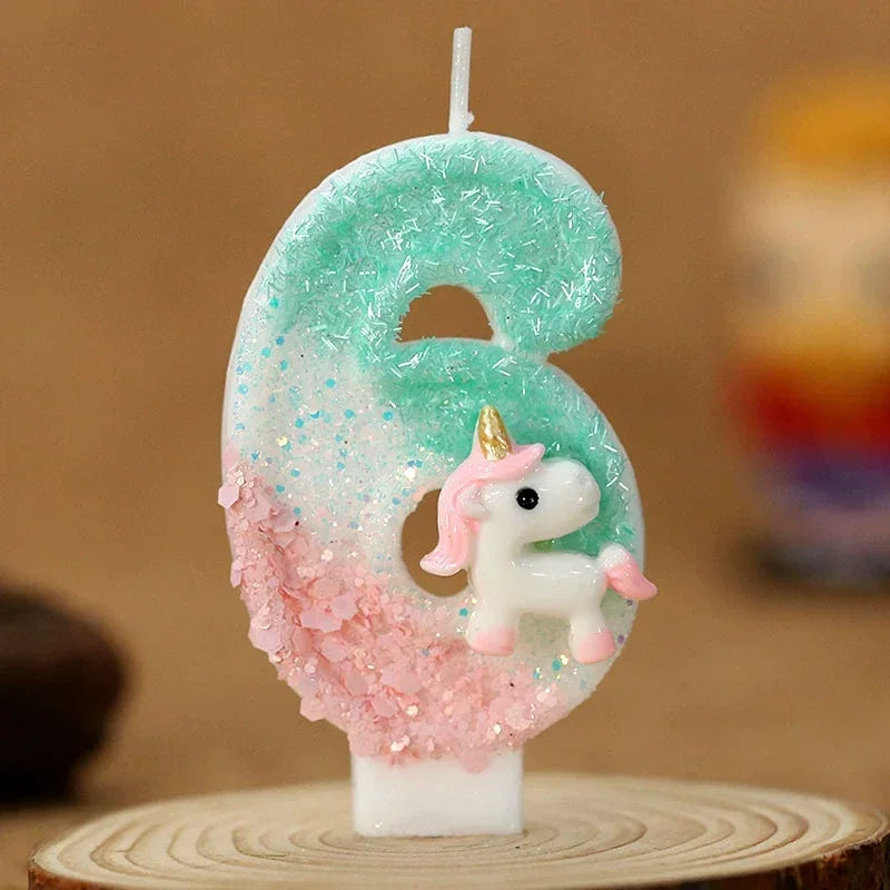 Birthday Candle 0-9 Number Birthday Party Cake Candle Pink Unicorn Birthday Candles for Cake Blue Children's Birthday Decor