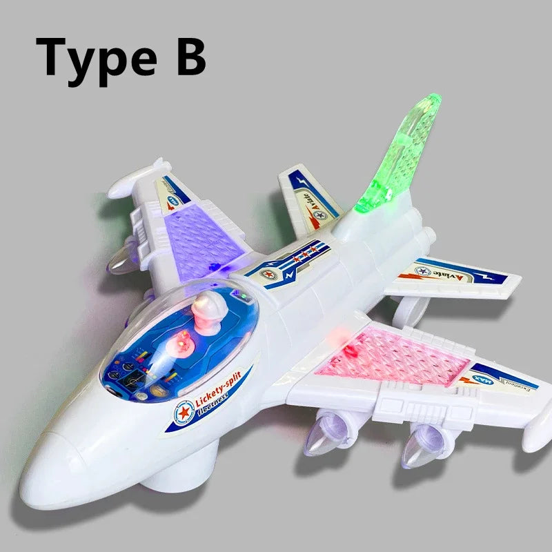Children Electronic Aeroplane Toy with Music Autopilot Rotation Flash Sound Plane Educational Toy Christmas Gift for Kids
