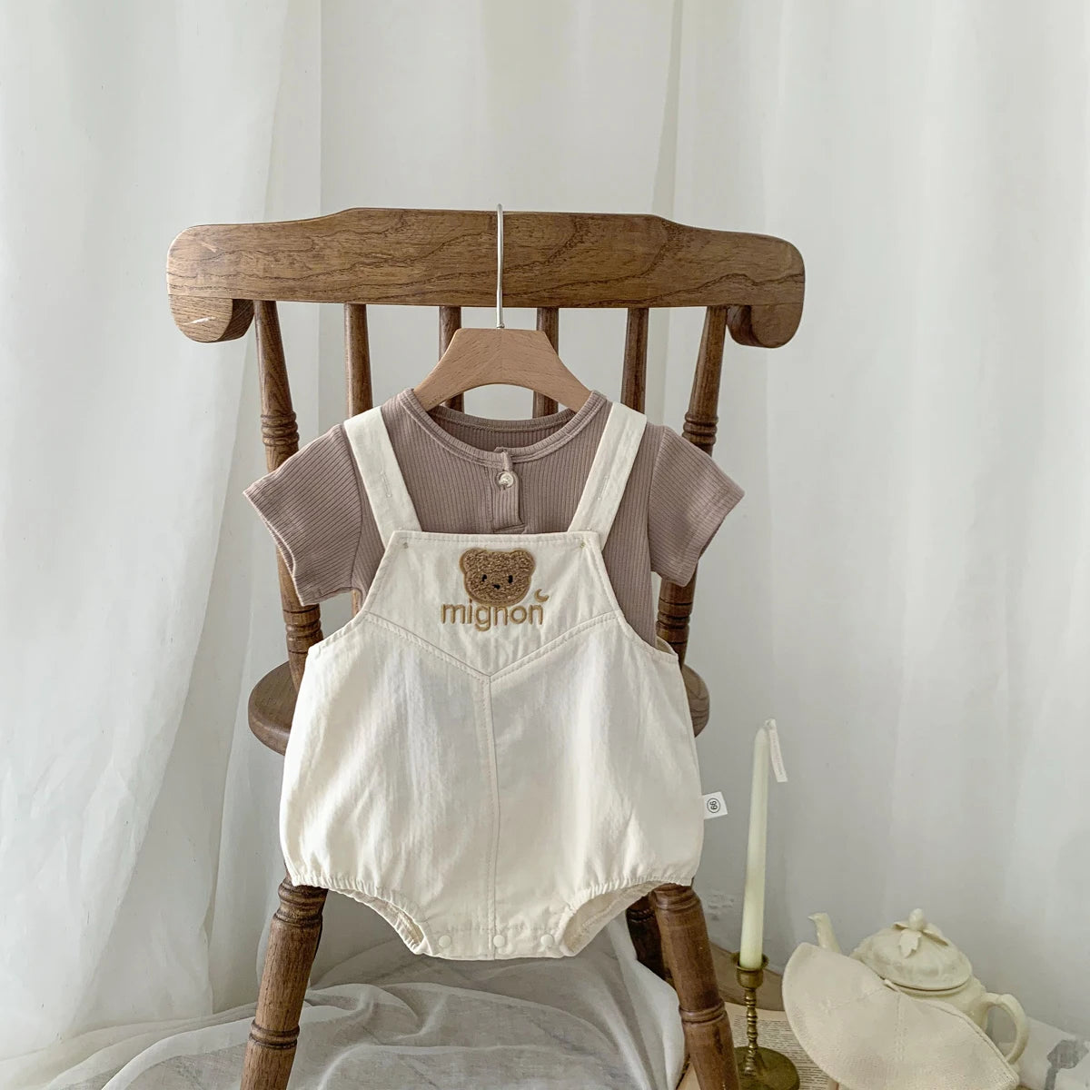 Summer Baby Clothes Set Cute Bear Print Baby Overalls 0-24 Months