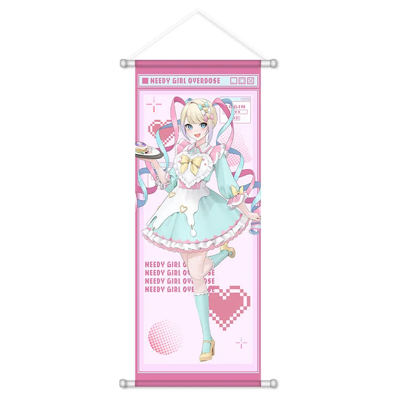 NEEDY GIRL OVERDOSE Anime Rain Scroll Canvas Wall Hanging Painting Home Decor Poster Wall Art Room Decoration Birthday Gift