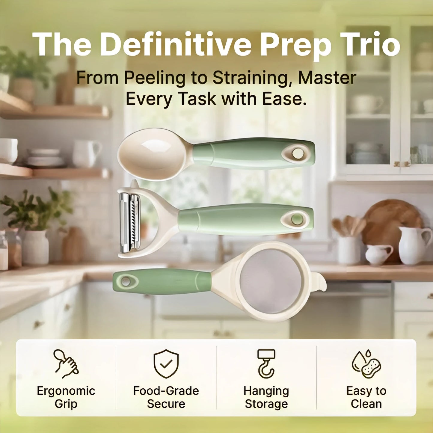 3PCS Baby Food Preparation Kit Baby Feeding Spoon Food Strainer Peeler Infant Feeding Tools