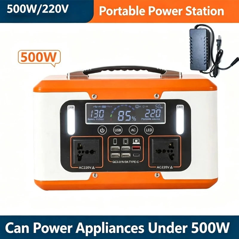 New High Power 600W 500W Portable Power Station 220V 55Ah/40Ah Solar Outdoor Mobile Power Supply Home Emergency Energy Storage