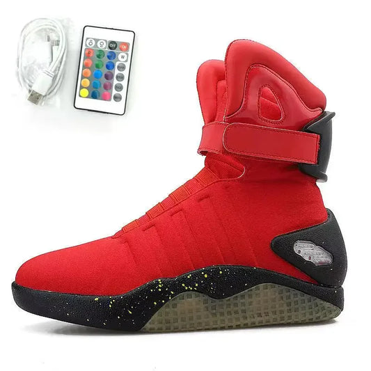 Remote Control LED Mag Shoes Fashion Light Up Sneakers for Men Air Shoes USB Recharging Shoes Back To The Future Boots 1989