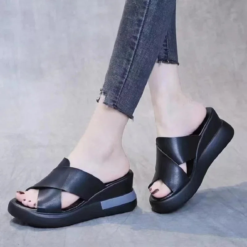 2026 Summer Wedge Platform Sandals Fashion Retro Romen Beach Shoes Ladies Casual Peep Toe Soft Comfortable Sandalias De Mujer