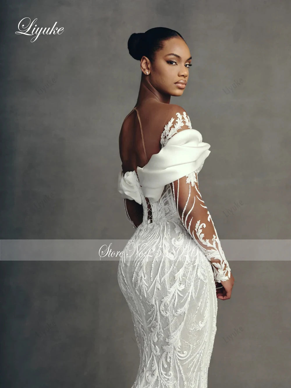 Liyuke Custom Made Luxury Embroidery Mermaid Wedding Dresses Robe De Marriage Removable Train 2 In 1 Lace Trumpet Bridal Gowns