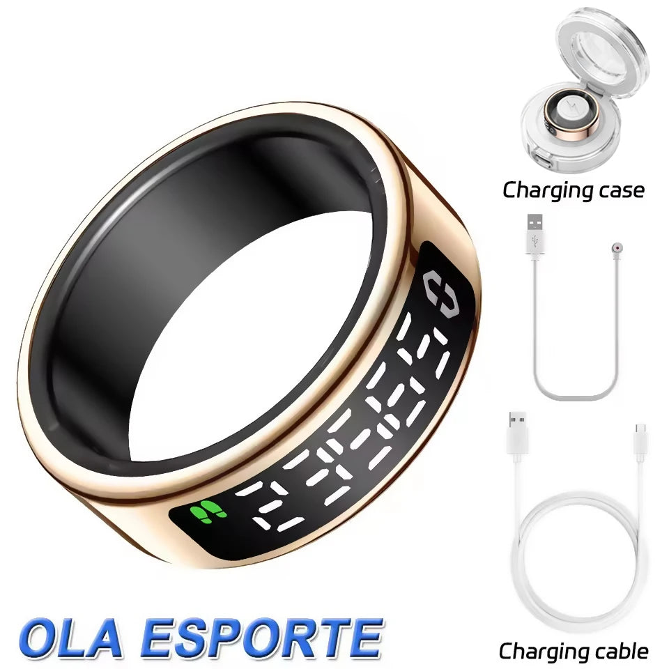 New Smart Ring R13 LED Display Screen Gesture Sweep Video Heart Rate Sleep Monitor 5ATM Waterproof Wireless Charging Rings HT30