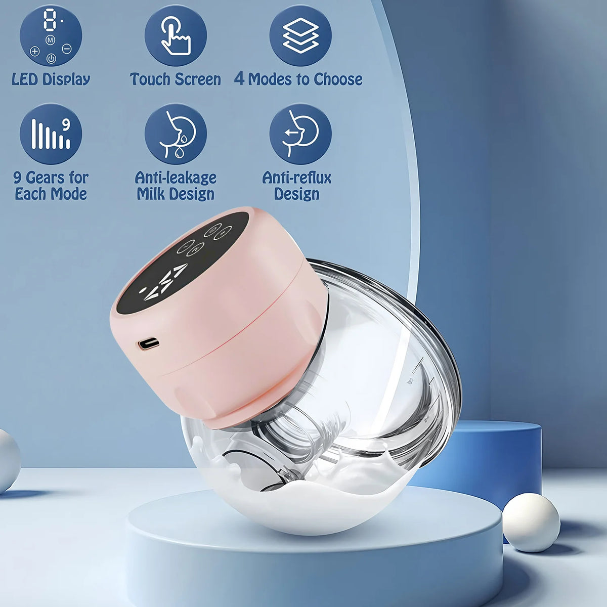 1PCS Portable Wearable Electric Breast Pump Hands-Free Comfortable Milk Extractor Collector for Nursing Mothers