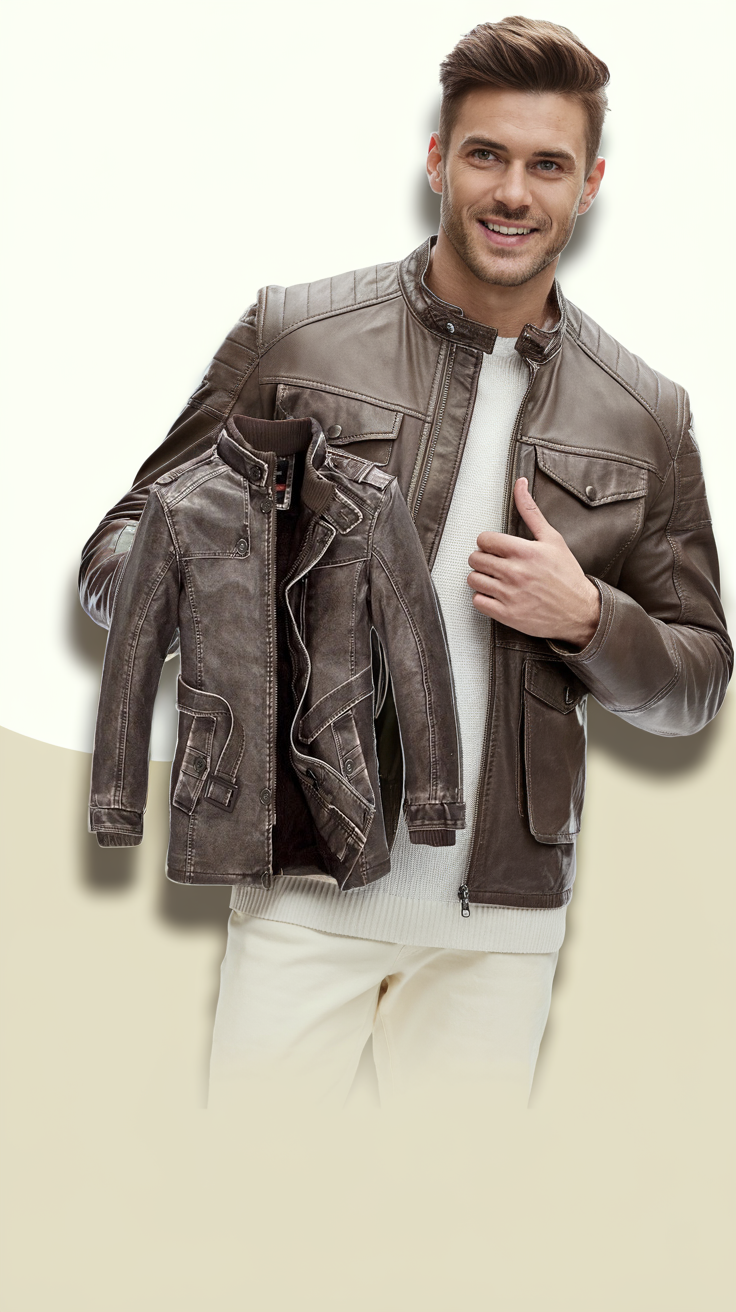 Winter Men's Leather Men's fashion Clothing With Zipper