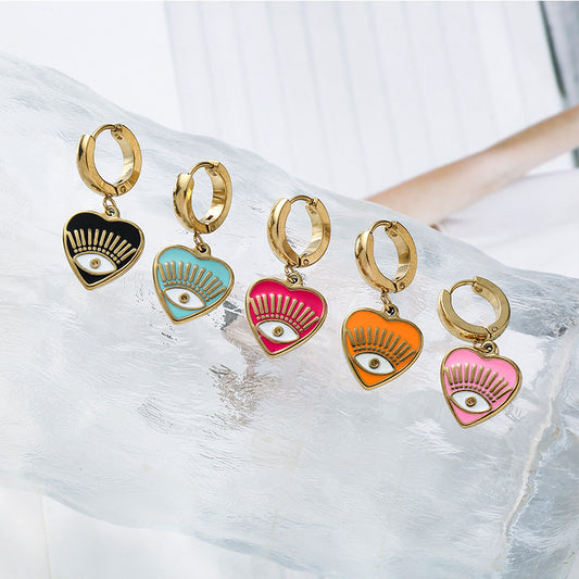 Fashion Personalized Dripping New Female With Hearts Eye Earrings