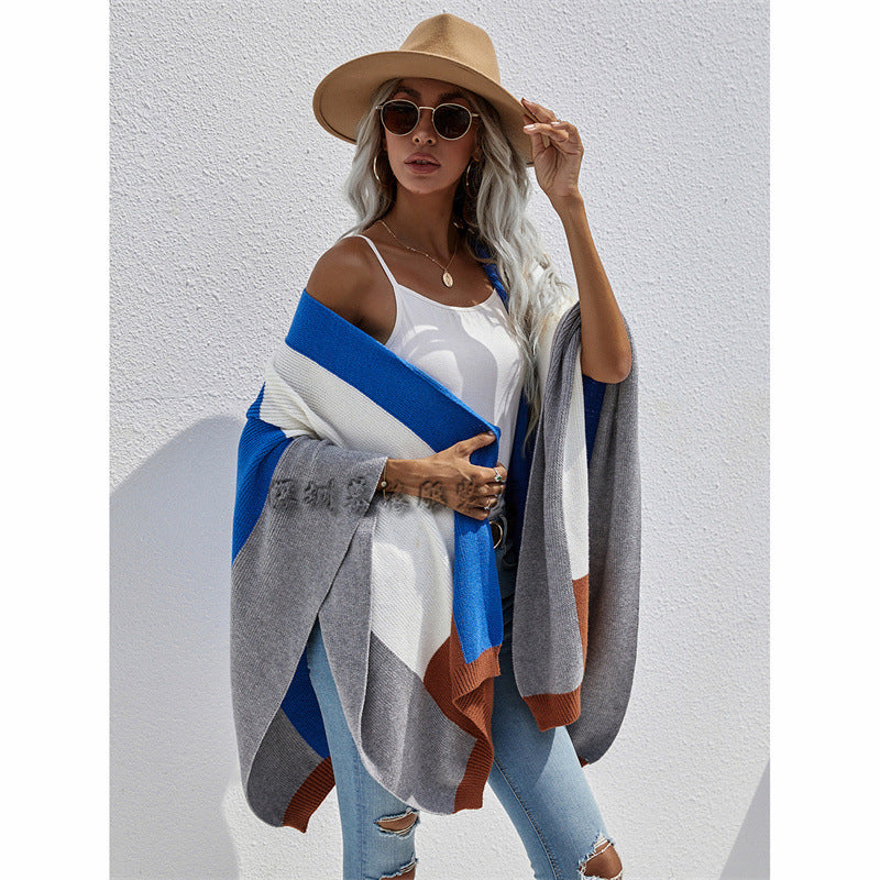 Women's Check Plus Size Loose Knit Cardigan