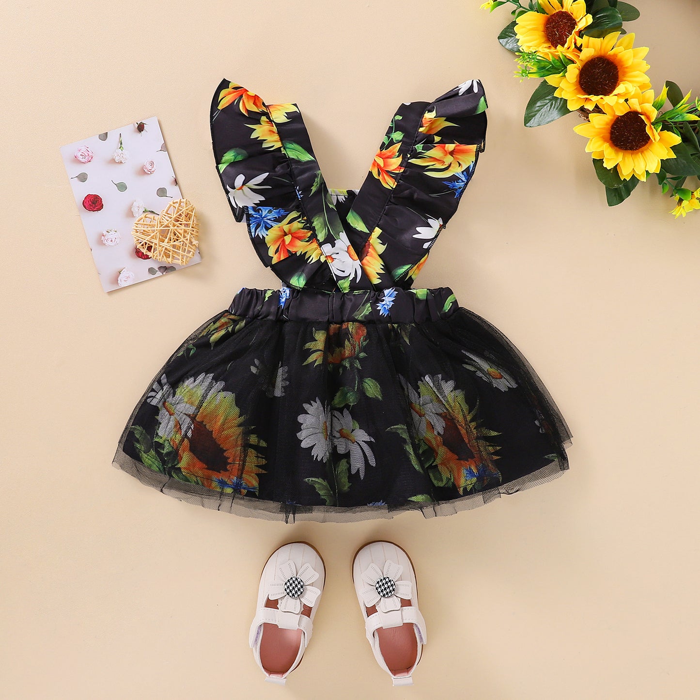 All-match Creative Baby Sunflower Mesh Skirt