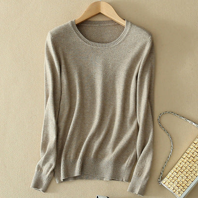Winter Cashmere Jumper Slim Fit Plus Size Solid Color Round Neck for Women