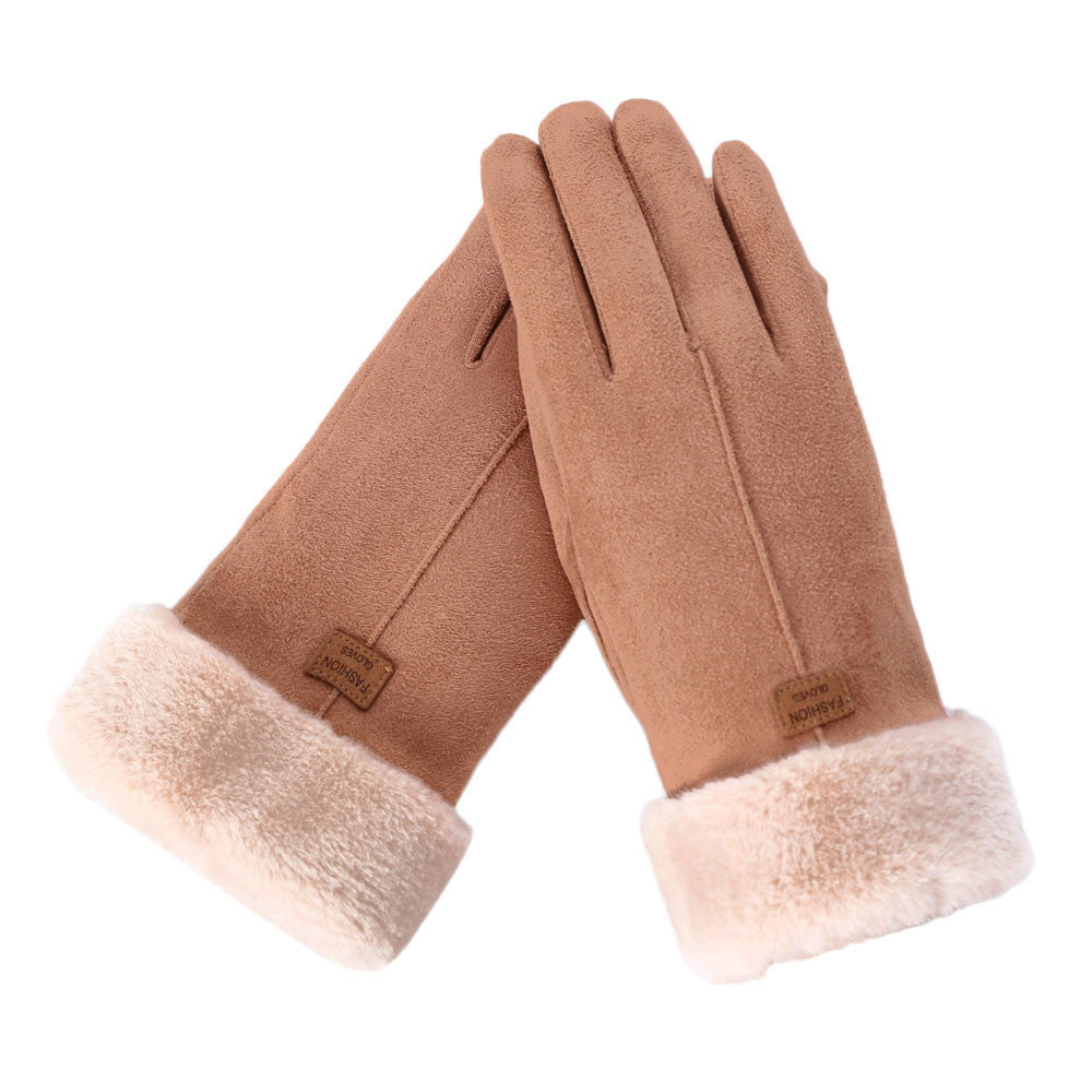 Women's Winter Velvet Riding Suede Gloves