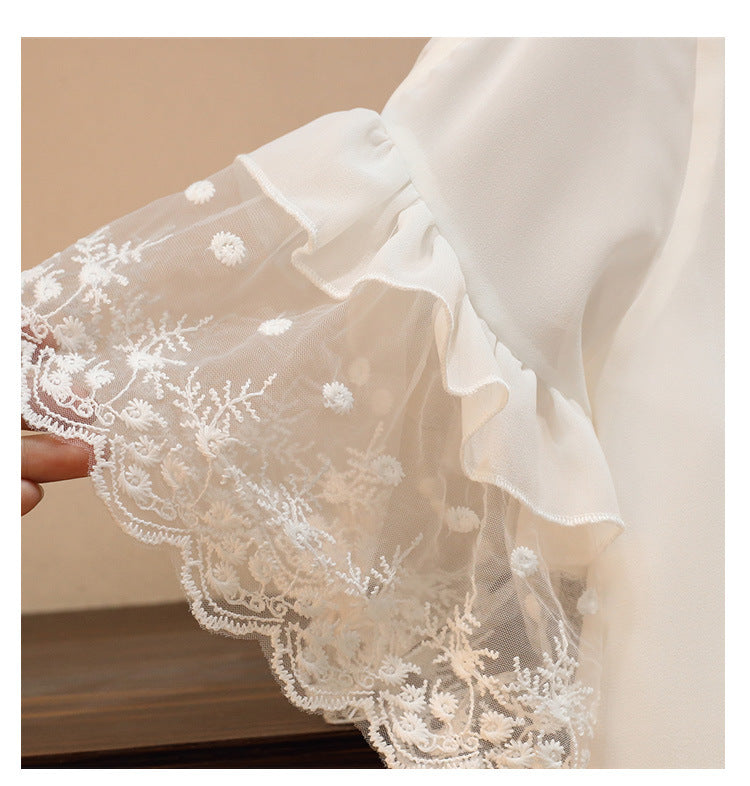 Plus Size Women's Loose And Slim Stitching Chiffon Top Suit