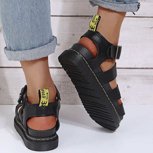 Buckle Sandals Flat PlatformThick Bottom Shoes Women Summer - FLIPSTYLEZLLC